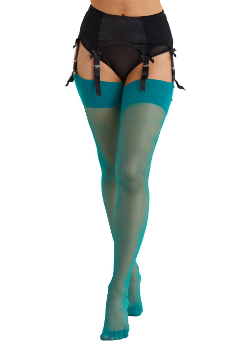 Playful Promises Quetzal Green Seamed Stockings BottomZoom 2