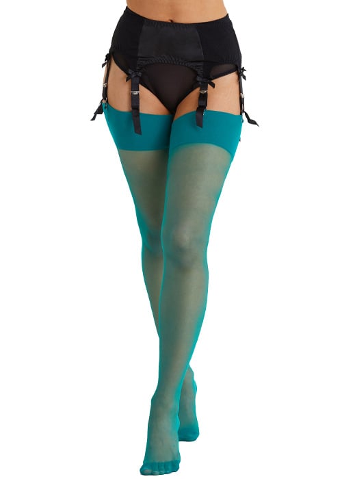 Playful Promises Quetzal Green Seamed Stockings SideZoom 2