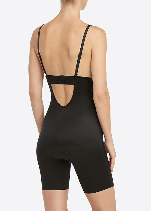 Spanx Suit Your Fancy Plunge Low Black Mid Thigh Bodysuit SideZoom 3