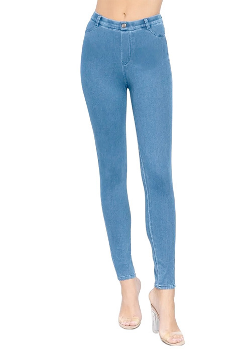 Tiffany Quinn Knit Denim Full Length Jeggings SideZoom 2