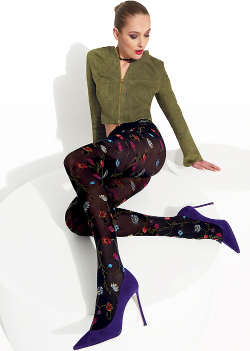 Fiore Impressa Patterned Tights In Stock At UK Tights