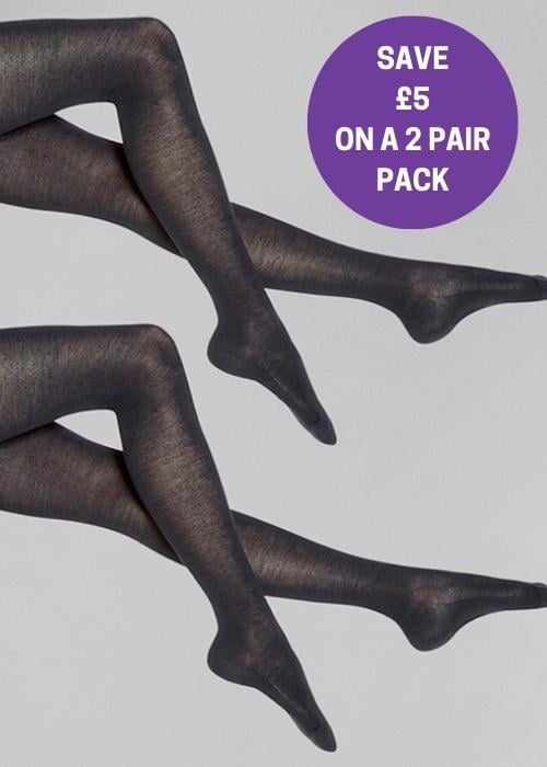 Wolford Aurora 70 Duo Pack Black Opaque Tights In Stock At UK Tights