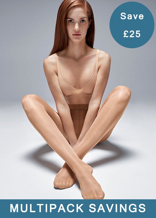 Wolford Satin Touch Tights, Shiny Footless Pantyhose Luxury Finish 