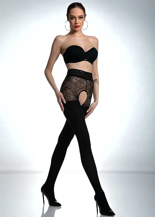 Amour Black Diamond Open Crotch Tights image