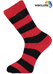 red and black striped knee high socks